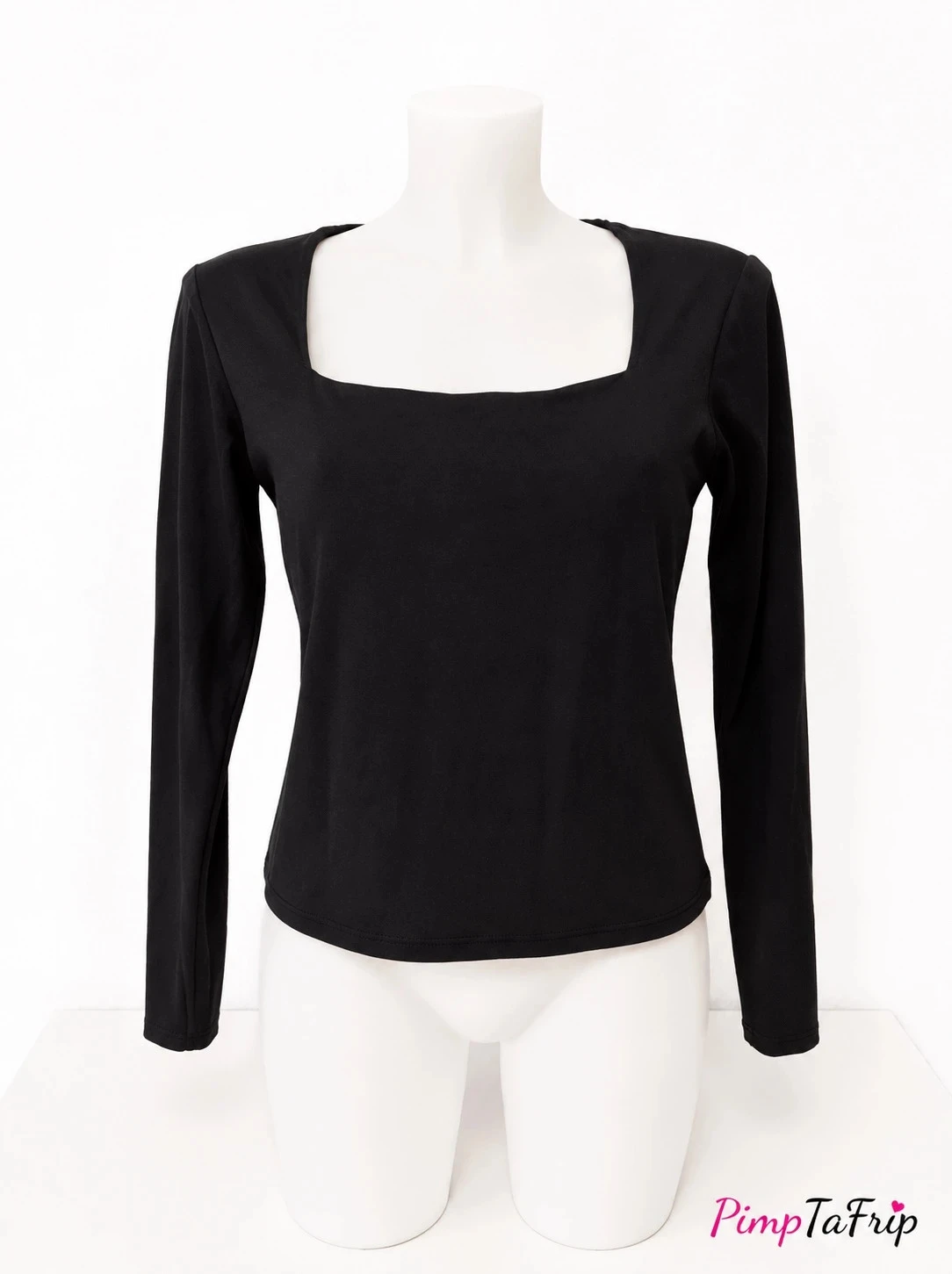 T-shirt H&M femme manches longues noir – Taille M – Encolure carrée